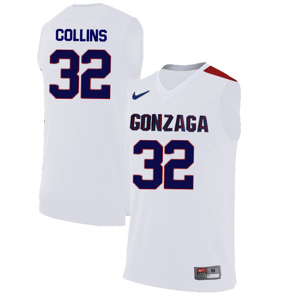 Men #32 Zach Collins Gonzaga Bulldogs College Basketball Jerseys-White